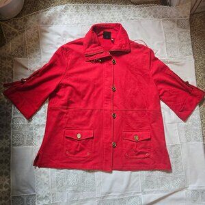 Vecceli Italy Red Jacket Gold Embellishments Women's Size XL